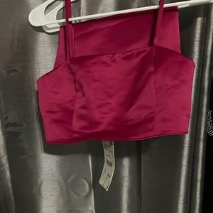 Silk spaghetti strap crop top pink
